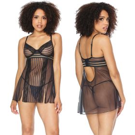 Coquette Babydoll & G-String Set - Black, XL