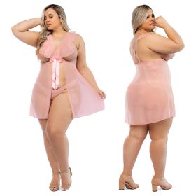 Hello Sexy The Juliet Babydoll and Panty Set Curvy - Cherry, 2X/3X
