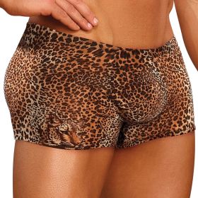 Male Power Animal Pouch Short - Brown Leopard, M