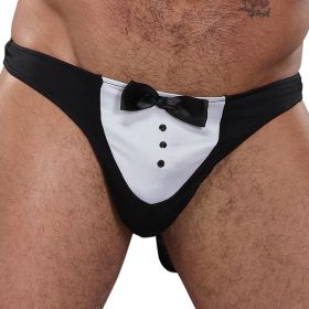 Male Power Novelty Maître D' Thong - Black, One Size