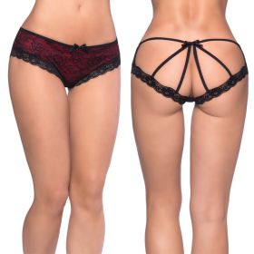 Lace Overlay Cage Panty - Red, 1X/2X