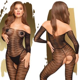Penthouse Dreamy Diva Sheer Bodystocking With Open Crotch - Black, XL